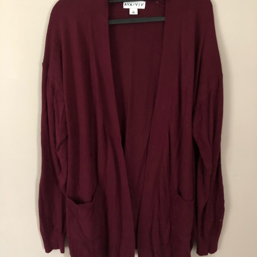 Ava & Viv • Burgundy Cardigan with Pockets
